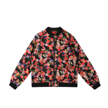 Custom Printed Autumn Windproof Fashion Zippers Woven Plus Size Women'S Jacket